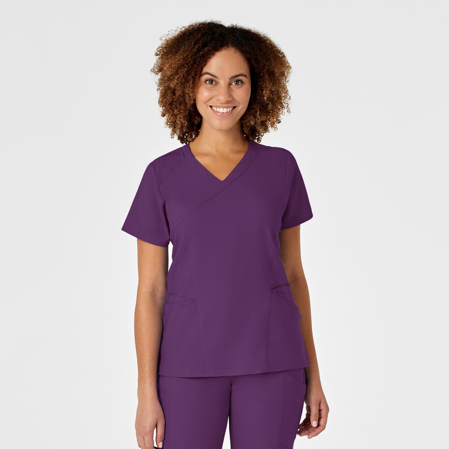 W123 Women's Mock Wrap Scrub Top by WonderWink