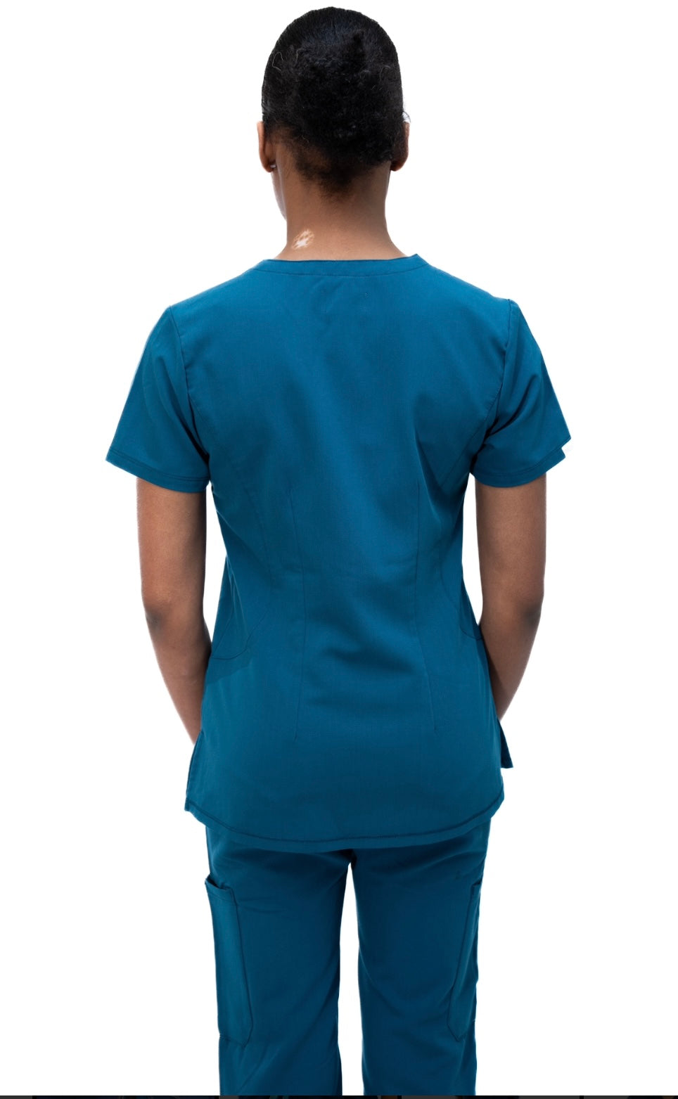 Olivia V-neck Zipper Scrub Top by UniqueFit