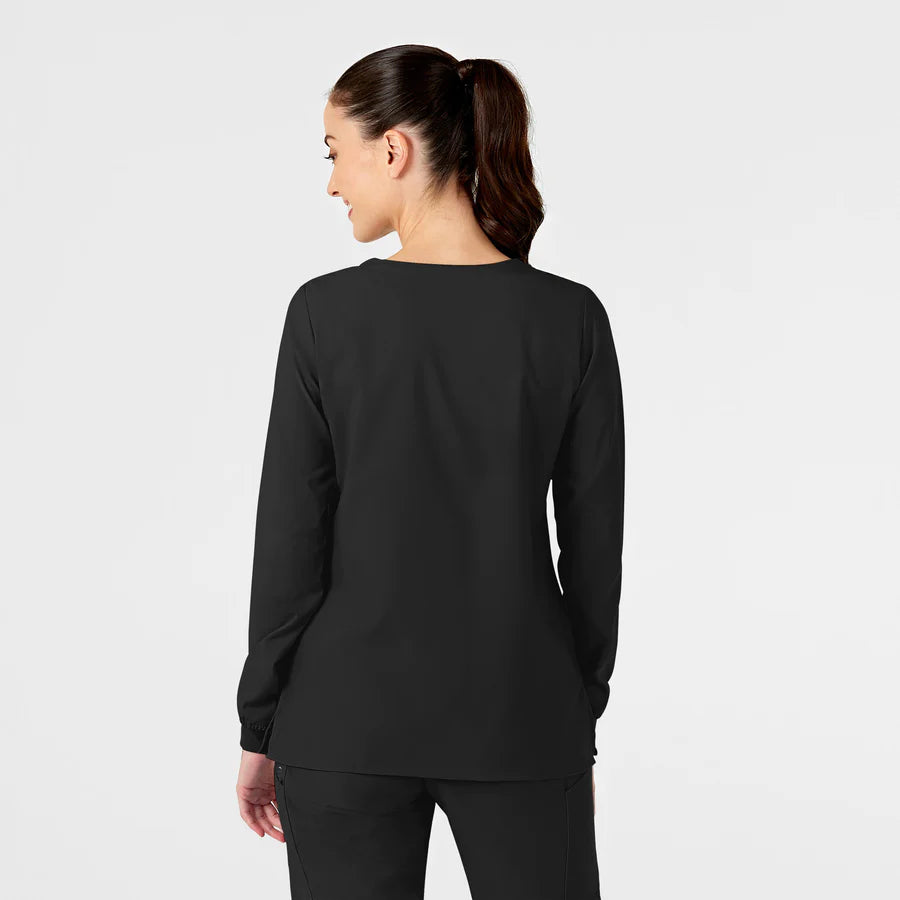 W123 Women's Crew Neck Warm Up Scrub Jacket by WonderWink