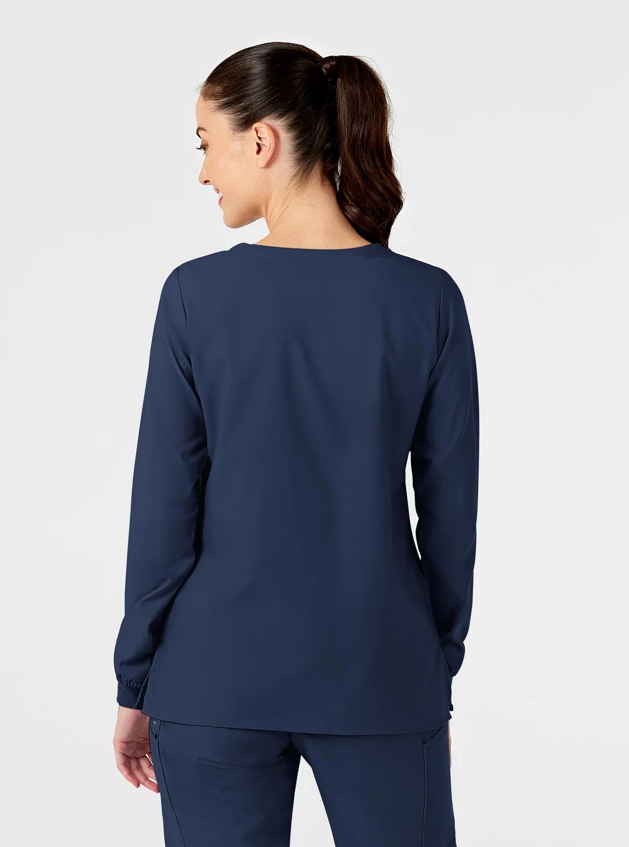 W123 Women's Crew Neck Warm Up Scrub Jacket by WonderWink