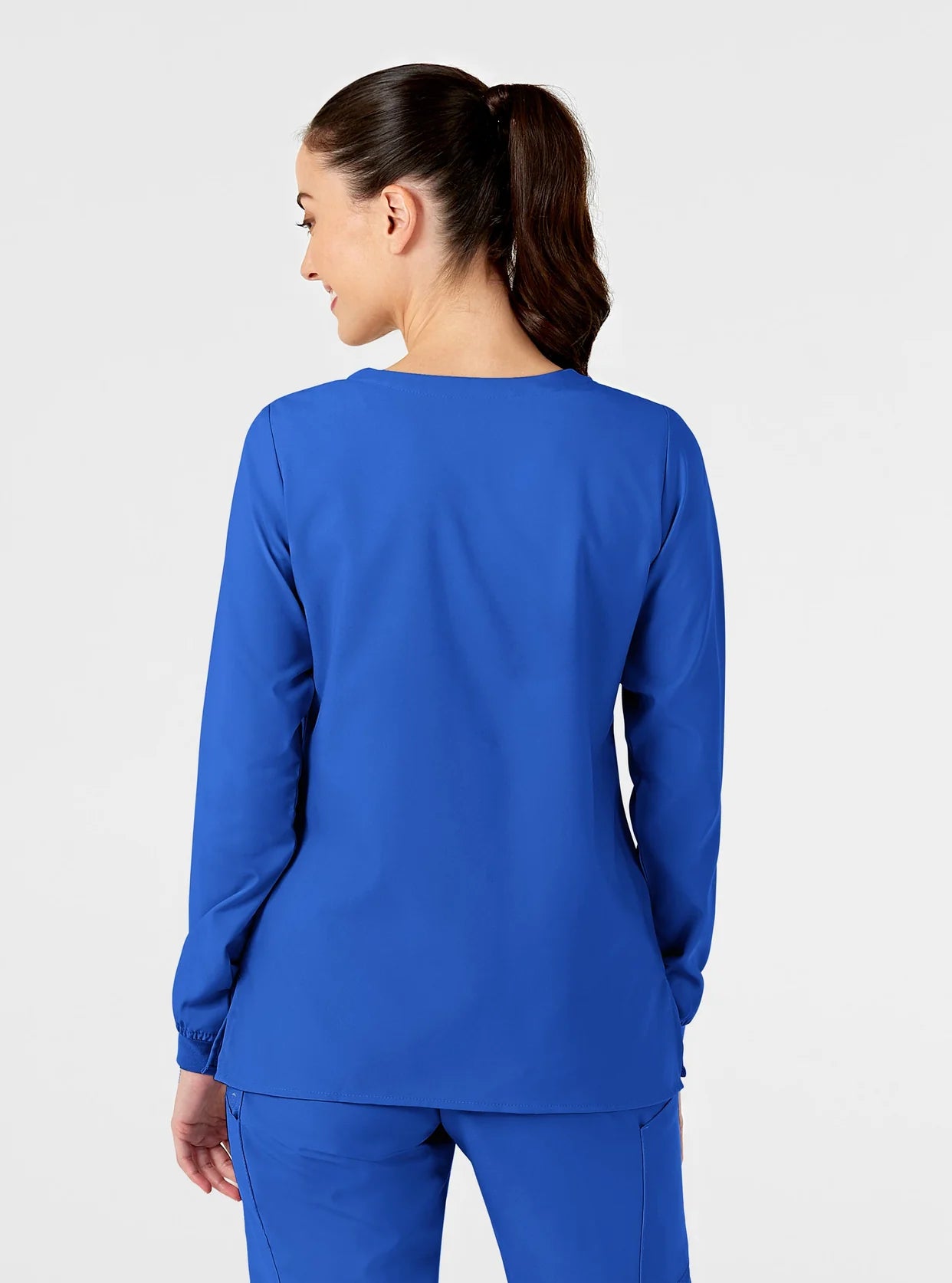 W123 Women's Crew Neck Warm Up Scrub Jacket by WonderWink