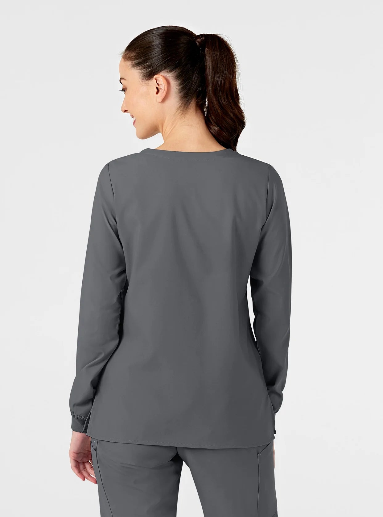 W123 Women's Crew Neck Warm Up Scrub Jacket by WonderWink