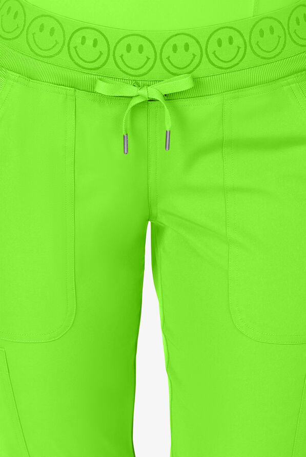 Zavate Ava Therese Women's 6-Pocket STRETCH Smile Face Elastic Waistband Cargo Jogger Scrub Pants