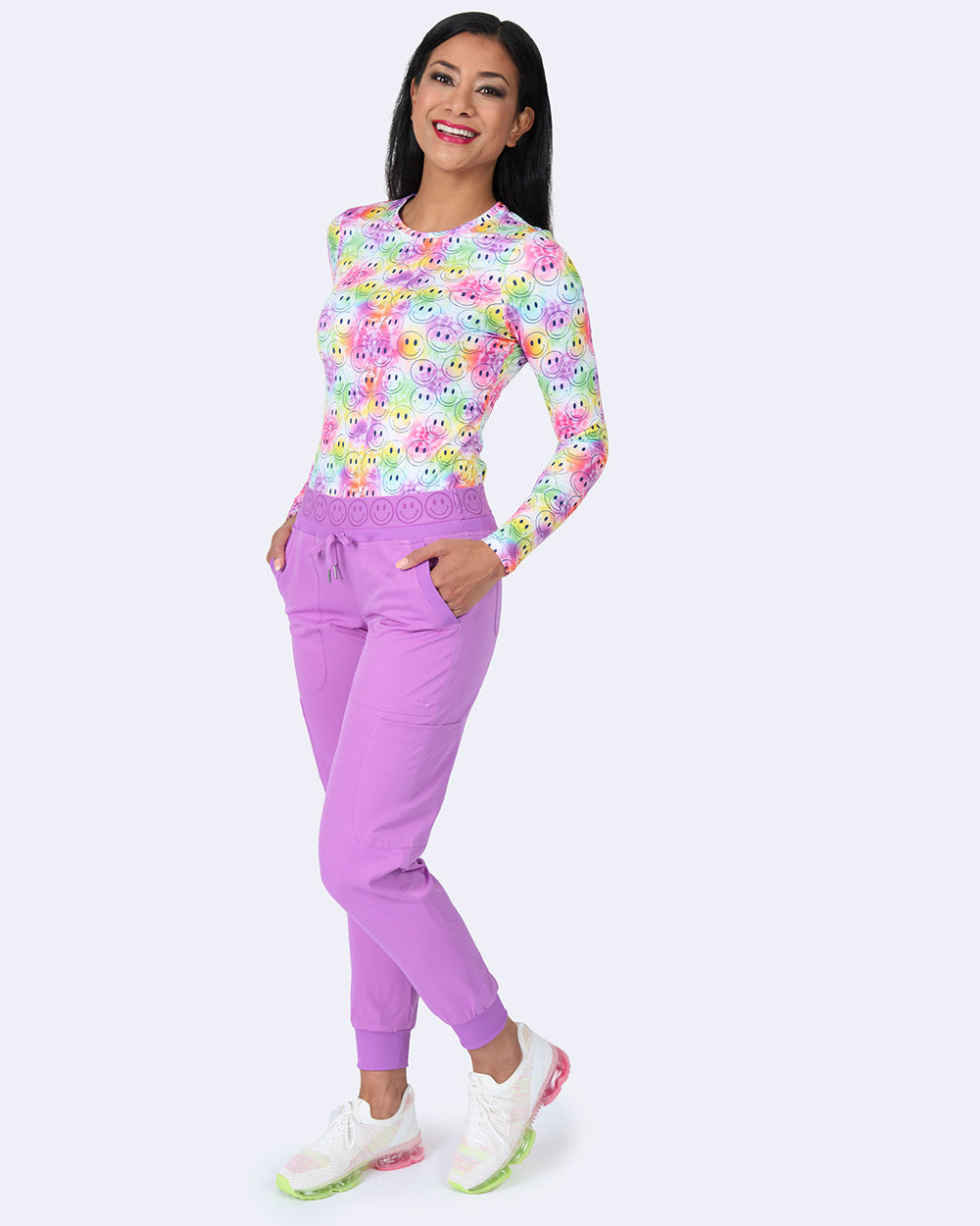 Zavate Ava Therese Colorful Smiley Women's Long Sleeve Knit Tee