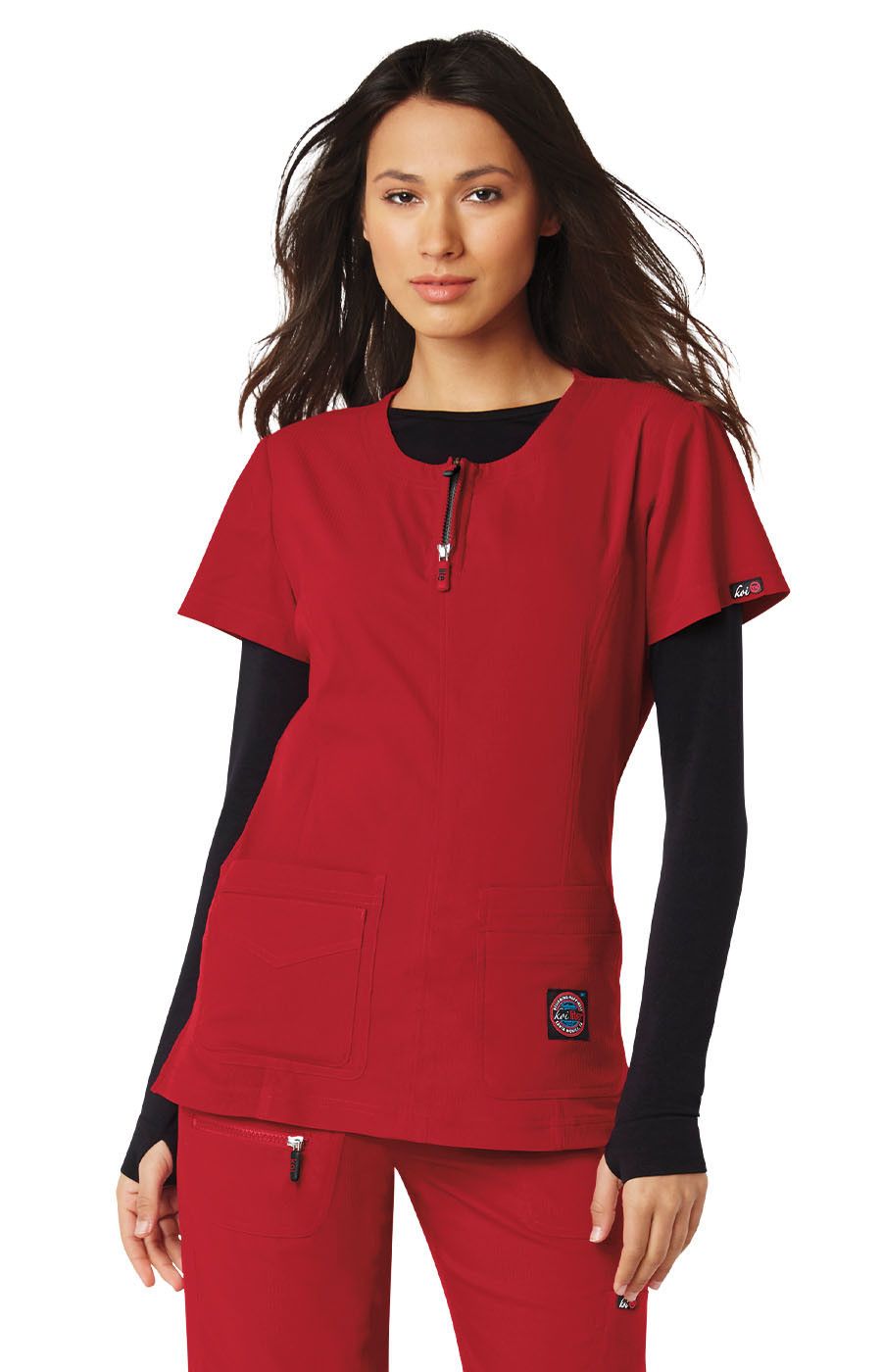 Koi Lite Serenity Women's 4-Pocket Zipper Neck Scrub Top