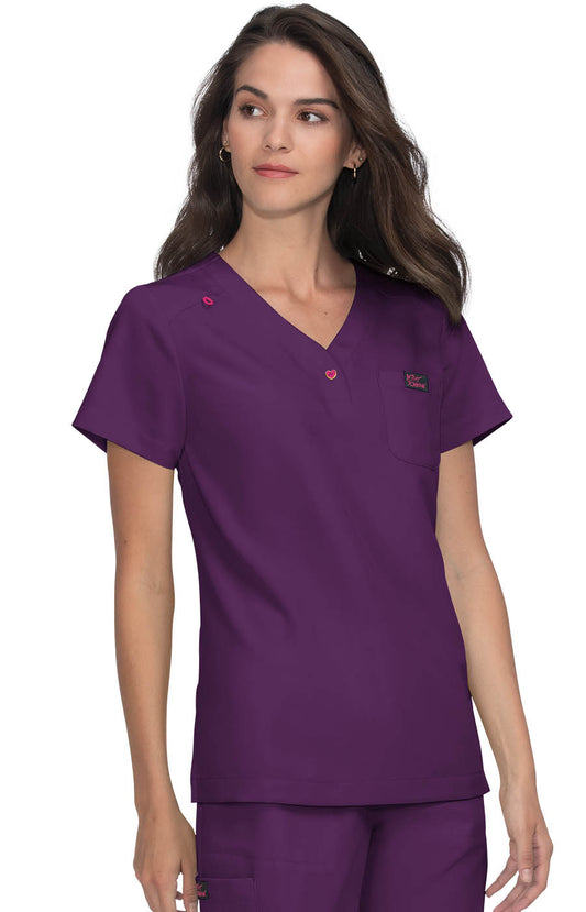Betsey Johnson Rosemary Women's 1-Pocket STRETCH Y-Neck Scrub Top