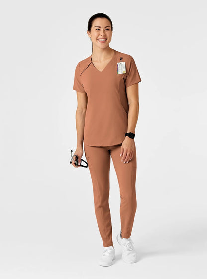 RENEW Women's Zip Accent Scrub Top by WondderWink