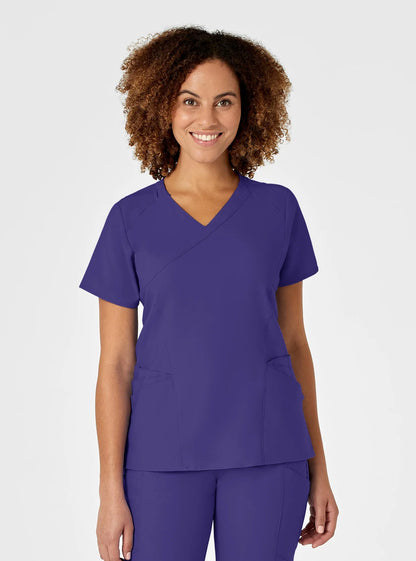 W123 Women's Mock Wrap Scrub Top by WonderWink