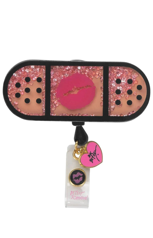 Betsey Johnson Betsey Band Aid Shaker ID Badge Reel