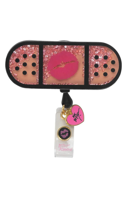 Betsey Johnson Betsey Band Aid Shaker ID Badge Reel