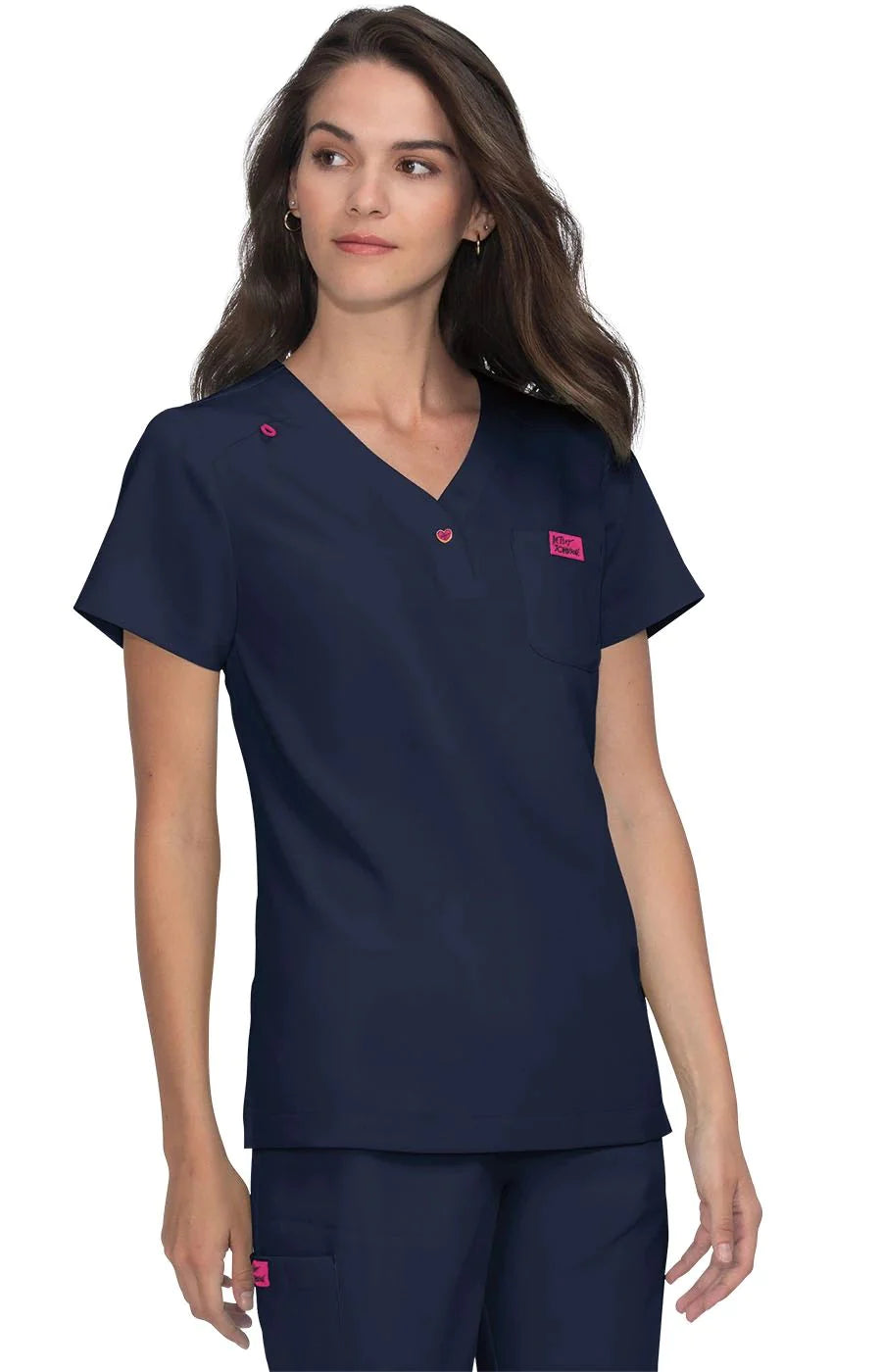 Betsey Johnson Rosemary Women's 1-Pocket STRETCH Y-Neck Scrub Top