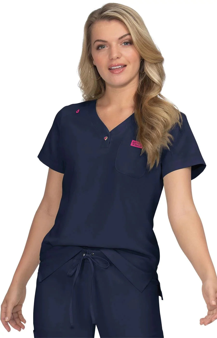Betsey Johnson Rosemary Women's 1-Pocket STRETCH Y-Neck Scrub Top